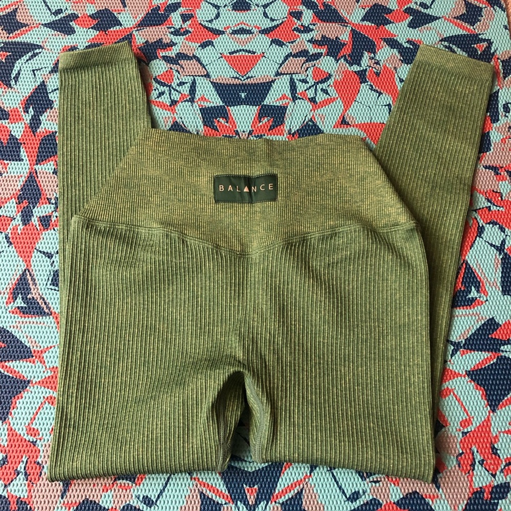 Balance Athletica Green Ribbed Leggings High-Waisted